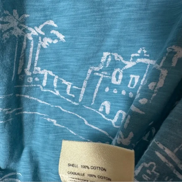 Anthropologie Pilcro Laguna Aqua Surf and Sand Graphic Patchwork Bandana Tee S - Picture 5 of 13